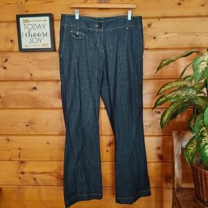 Talbots Signature Flare Jeans Dark Wash Denim High‎ Rise Retro Tall Sz 34" x 33"